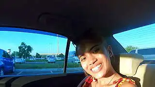 Petite small titted amateur asian teen Cherry relaxing on a big white cock