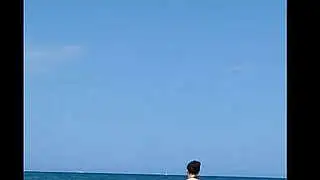 Fucking my Asian girlfriend in a tent on a public beach. I cum inside!