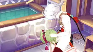 Genshin Impact Hentai - Kazuha x Kuki Shinobu Blowjob und Fucked with Creampie - Japanisches asiatisches Manga-Anime-Spiel-Porn